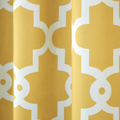 TOWN & COUNTRY EVERYDAY Ironwork Geo Trellis Sateen Indoor Curtains, Room Darkening Blackout, Grommet Top, Energy Efficient, 2-Pack Set, 52"x63", Sundress Yellow