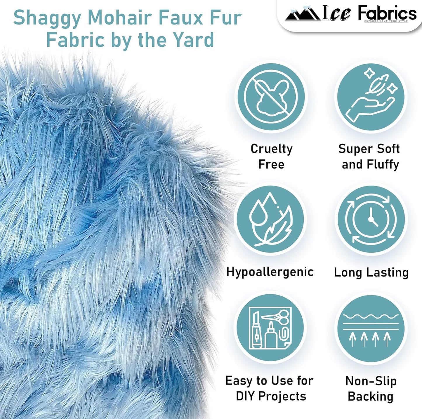 Ice Fabrics Faux Fur Fabric by The Yard - 60 Inches Wide Super Soft and Fluffy Shaggy Mohair Fur Fabric for Costumes, Apparel, Rugs, Pillows, Decorations and More - Yellow - Half Yard