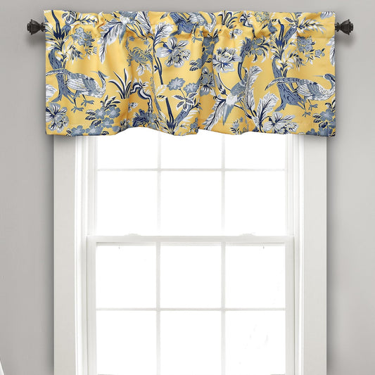 Lush Decor Dolores Light Filtering Valance Curtains Single, 52" W x 18" L Yellow - Valances for Windows - Vintage Valance Floral - Coquette Décor