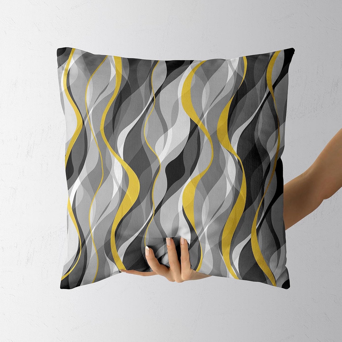 Black and Yellow Grey Throw Pillow Covers Set of 2 Modern Geometric Lines Cushion Covers for Living Room Sofa Accent Home Decor Abstract Art Decorative Pillowcases Outdoor Pillows Covers 18"x18" White