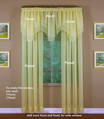 Today's Curtain Emelia Original Voile Ascot 25", Yellow, 40" W x 25" L