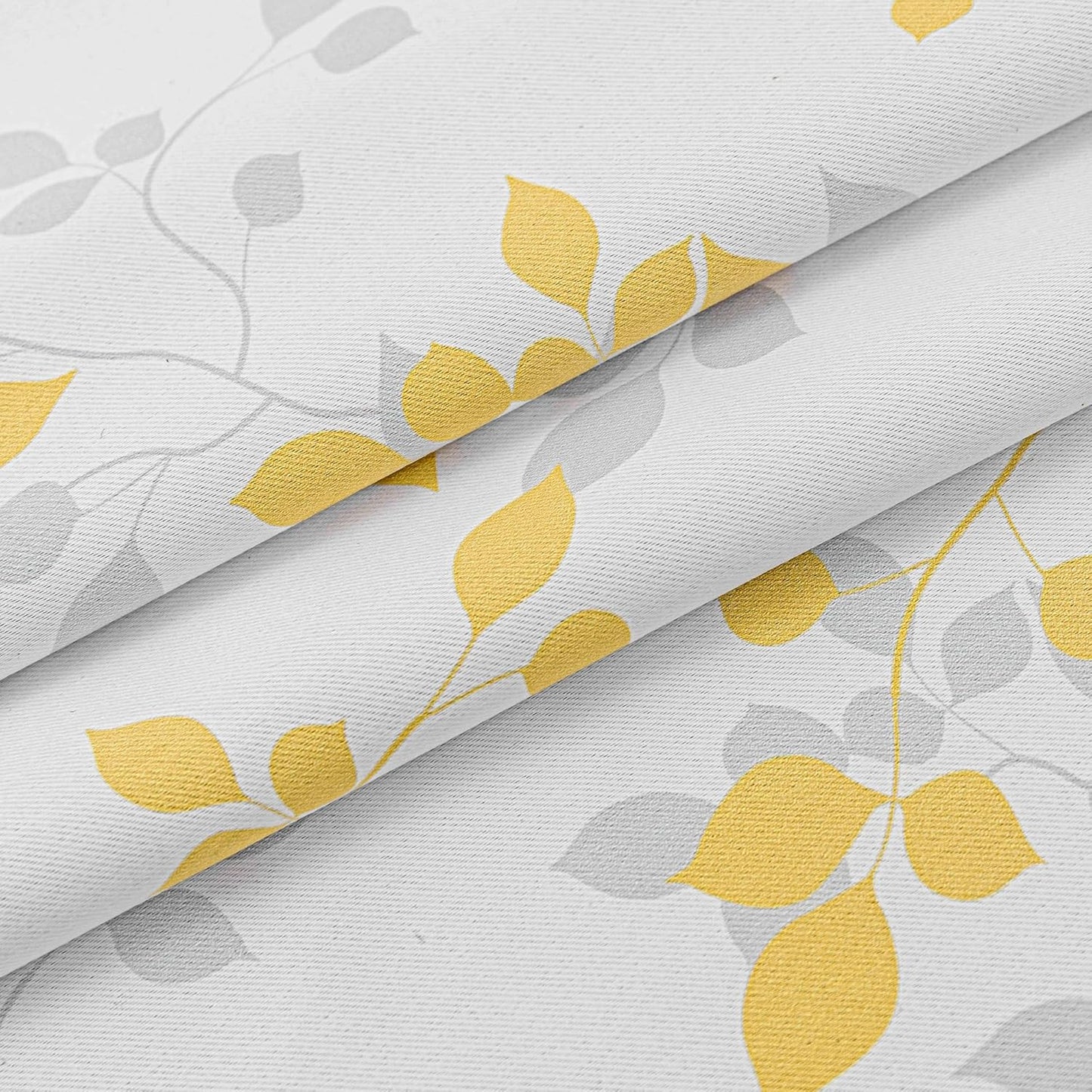 MEETSKY 95% Blackout Yellow Curtains 84 Inches Long 2 Panels Set - Leaves Printed Curtains for Living Room, Grommet Thermal Insulated Drapes, Light Blocking Window Curtain for Bedroom (52''W x 84" L)
