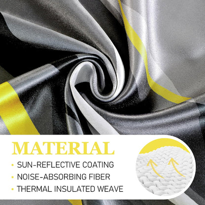 weesire Yellow and Grey Curtains Modern Striped Decorative 50% Light Blocking Darkening Grommet Yellow Curtain for Living Room Villa, Bedroom Gray and White 2 Panels Set, 52x84 Inches