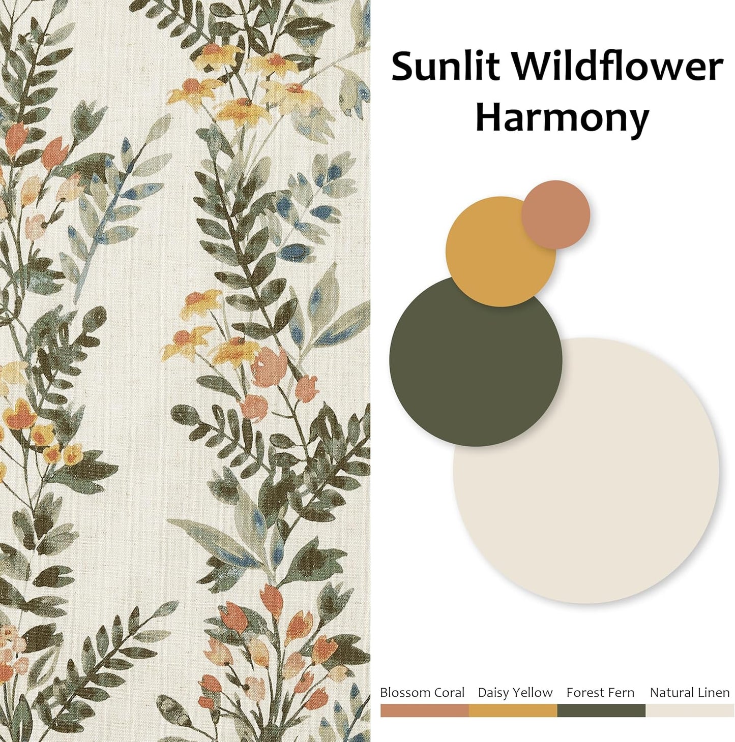 Kayne Studio Pinch Pleated Blackout Window Curtain Panels Botanical Floral Boho Leaf Print Country Farmhouse Green Yellow Room Darkening Thermal Insulated Window Treatment Bedroom,40"x108",2 Panels