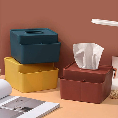 Tissue Box Holder Multifunctional Tissue Box Facial Holder Dispenser Removable for Dining Room, Kitchen, Bedroom, Dressing Table and Home Decoration(Blue, Red, Yellow(Yellow)