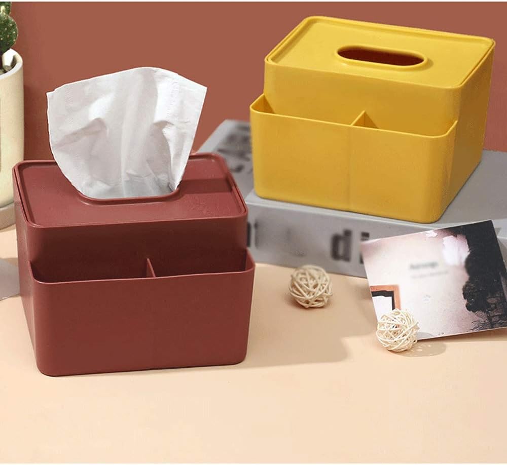 Tissue Box Holder Multifunctional Tissue Box Facial Holder Dispenser Removable for Dining Room, Kitchen, Bedroom, Dressing Table and Home Decoration(Blue, Red, Yellow(Yellow)