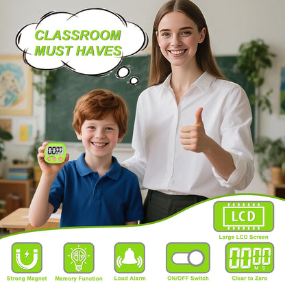 Digital Timer for Kids Teacher Supplies Classroom Timer for Study Learning Management Kitchen Work Exercise-4Pack Blue Green Yellow Purple