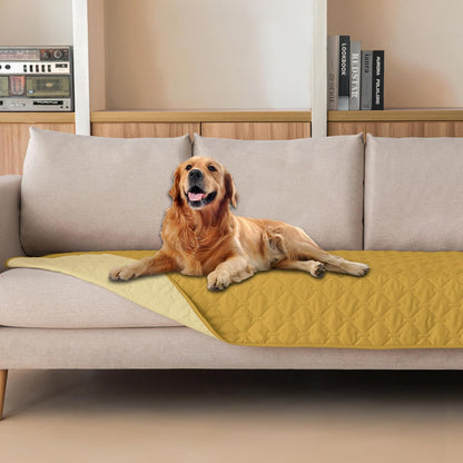 100% Double Sided Waterproof Dog Blanket Soft Pet Bed Cover Reversible Protect Furniture Couch Sofa Car for Puppy Cat Kids (Dark Yellow/Light Yellow, 30x80 Inch (Pack of 1))
