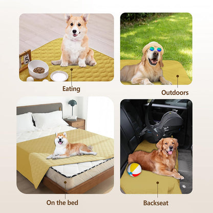 100% Double Sided Waterproof Dog Blanket Soft Pet Bed Cover Reversible Protect Furniture Couch Sofa Car for Puppy Cat Kids (Dark Yellow/Light Yellow, 30x80 Inch (Pack of 1))