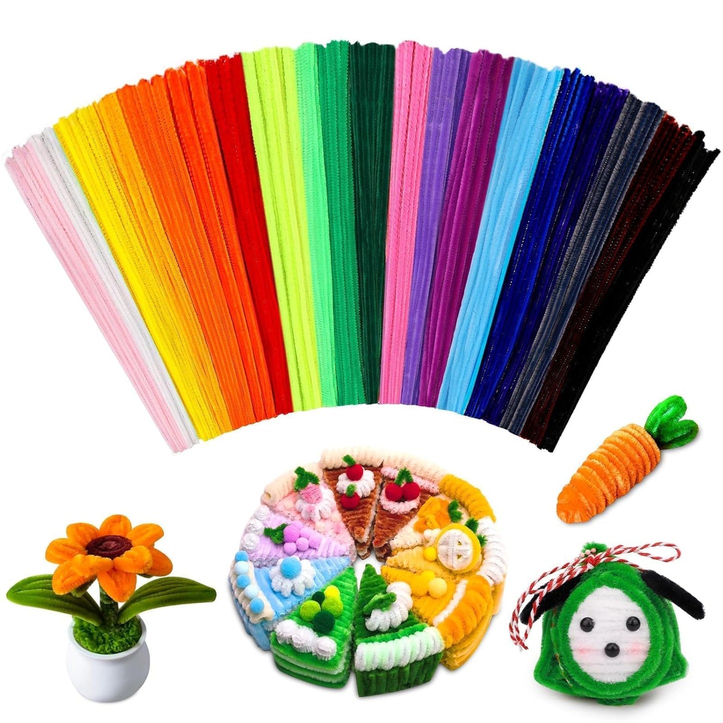 100 Pcs Pipe Cleaners Chenille Stem, Yellow Pipe Cleaners Craft | Pipe Cleaners Bulk, Fuzzy Sticks Craft Supplies for Creative Handmade DIY Art Gifts for Mom Craft Project