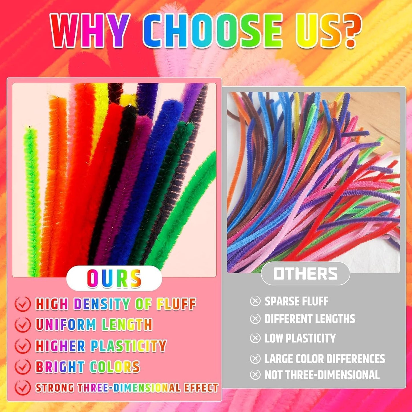 100 Pcs Pipe Cleaners Chenille Stem, Yellow Pipe Cleaners Craft | Pipe Cleaners Bulk, Fuzzy Sticks Craft Supplies for Creative Handmade DIY Art Gifts for Mom Craft Project