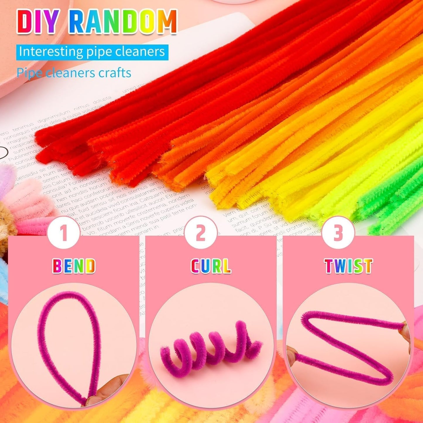 100 Pcs Pipe Cleaners Chenille Stem, Yellow Pipe Cleaners Craft | Pipe Cleaners Bulk, Fuzzy Sticks Craft Supplies for Creative Handmade DIY Art Gifts for Mom Craft Project