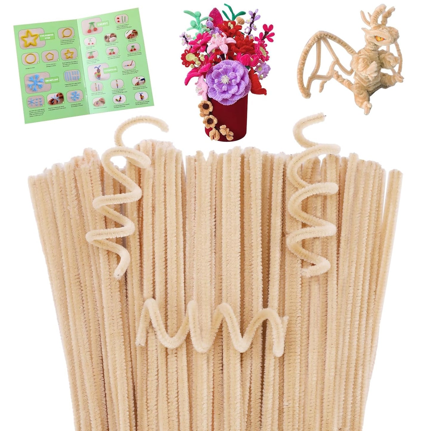 100 Pcs Pipe Cleaners Chenille Stem, Yellow Pipe Cleaners Craft | Pipe Cleaners Bulk, Fuzzy Sticks Craft Supplies for Creative Handmade DIY Art Gifts for Mom Craft Project