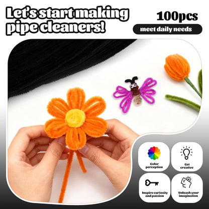 100 Pcs Pipe Cleaners Chenille Stem, Yellow Pipe Cleaners Craft | Pipe Cleaners Bulk, Fuzzy Sticks Craft Supplies for Creative Handmade DIY Art Gifts for Mom Craft Project