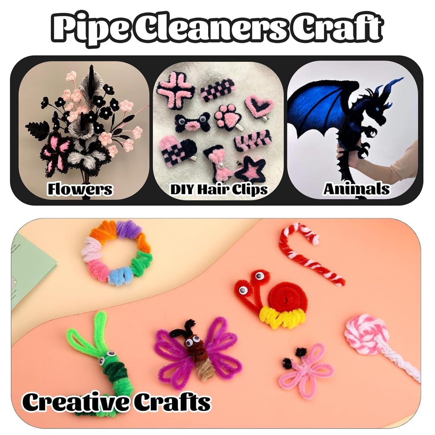 100 Pcs Pipe Cleaners Chenille Stem, Yellow Pipe Cleaners Craft | Pipe Cleaners Bulk, Fuzzy Sticks Craft Supplies for Creative Handmade DIY Art Gifts for Mom Craft Project