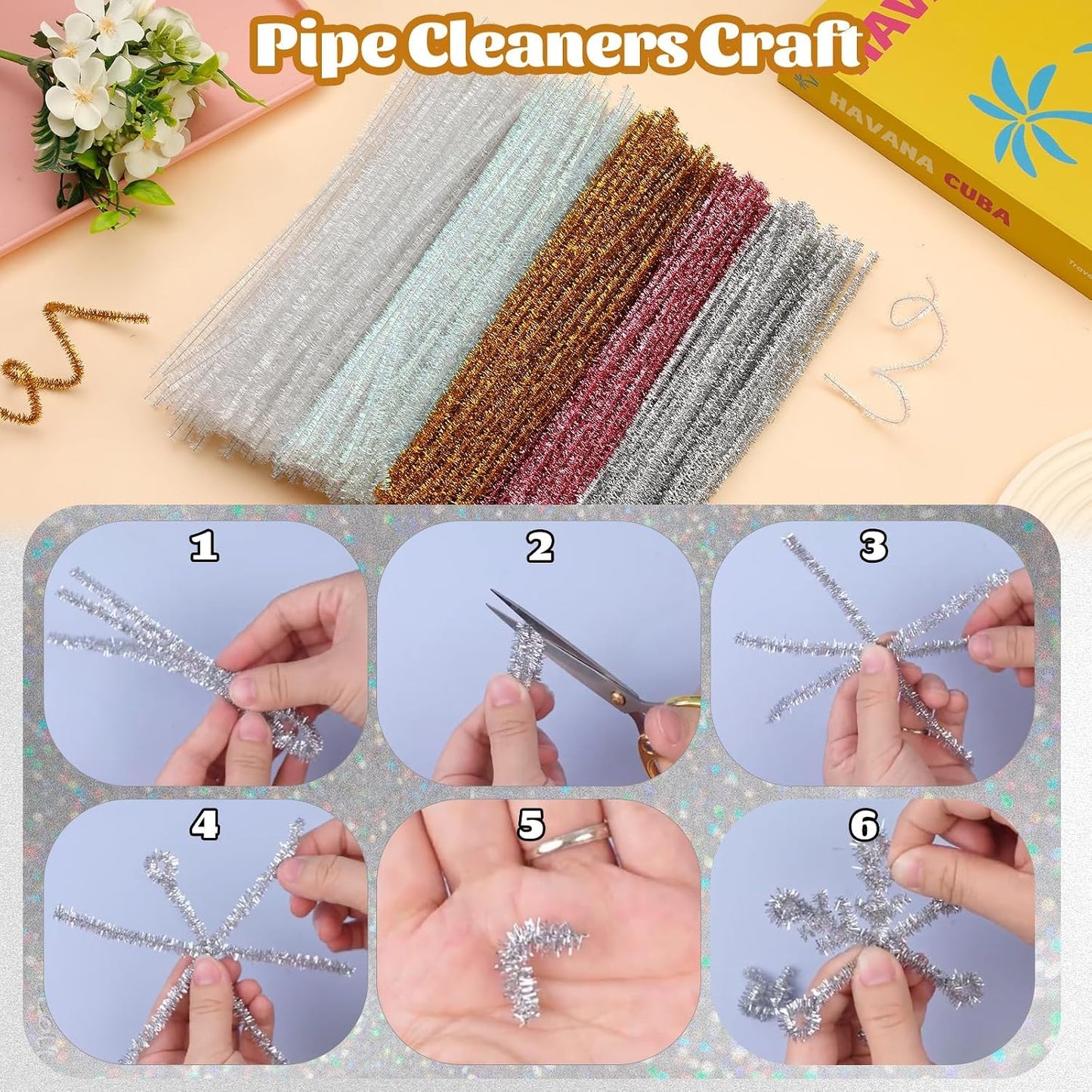100 Pcs Pipe Cleaners Chenille Stem, Yellow Pipe Cleaners Craft | Pipe Cleaners Bulk, Fuzzy Sticks Craft Supplies for Creative Handmade DIY Art Gifts for Mom Craft Project