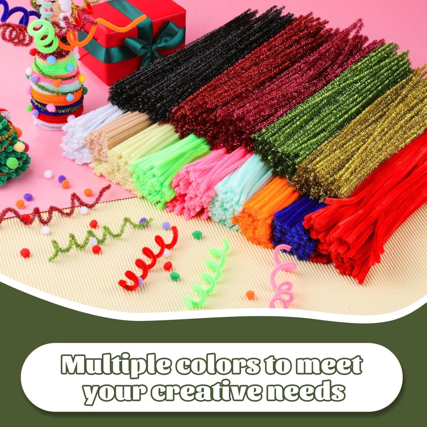100 Pcs Pipe Cleaners Chenille Stem, Yellow Pipe Cleaners Craft | Pipe Cleaners Bulk, Fuzzy Sticks Craft Supplies for Creative Handmade DIY Art Gifts for Mom Craft Project