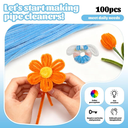 100 Pcs Pipe Cleaners Chenille Stem, Yellow Pipe Cleaners Craft | Pipe Cleaners Bulk, Fuzzy Sticks Craft Supplies for Creative Handmade DIY Art Gifts for Mom Craft Project