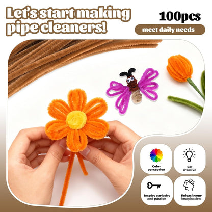 100 Pcs Pipe Cleaners Chenille Stem, Yellow Pipe Cleaners Craft | Pipe Cleaners Bulk, Fuzzy Sticks Craft Supplies for Creative Handmade DIY Art Gifts for Mom Craft Project