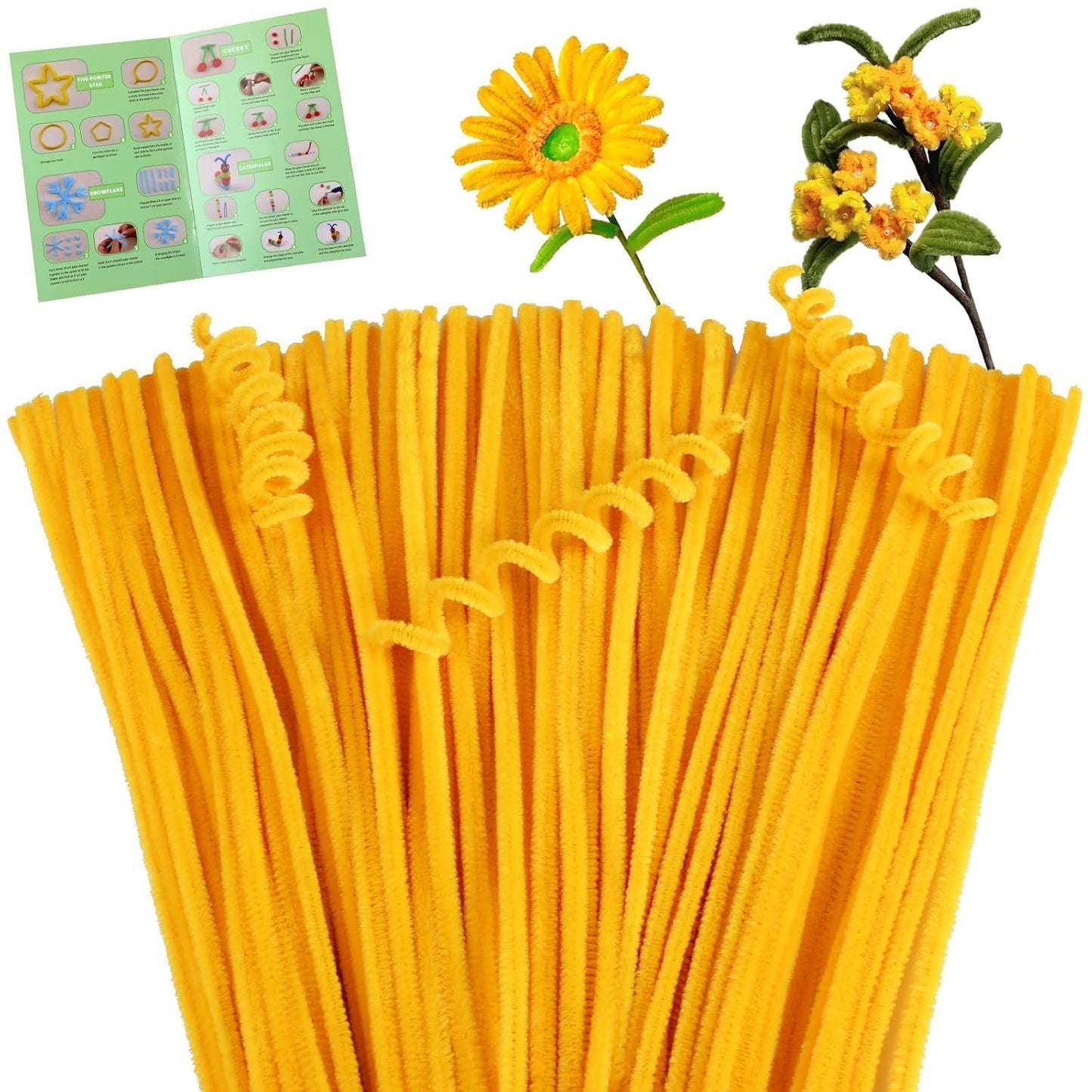 100 Pcs Pipe Cleaners Chenille Stem, Yellow Pipe Cleaners Craft | Pipe Cleaners Bulk, Fuzzy Sticks Craft Supplies for Creative Handmade DIY Art Gifts for Mom Craft Project