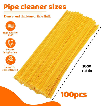 100 Pcs Pipe Cleaners Chenille Stem, Yellow Pipe Cleaners Craft | Pipe Cleaners Bulk, Fuzzy Sticks Craft Supplies for Creative Handmade DIY Art Gifts for Mom Craft Project