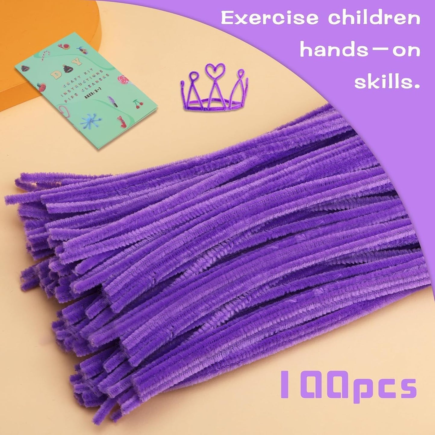 100 Pcs Pipe Cleaners Chenille Stem, Yellow Pipe Cleaners Craft | Pipe Cleaners Bulk, Fuzzy Sticks Craft Supplies for Creative Handmade DIY Art Gifts for Mom Craft Project
