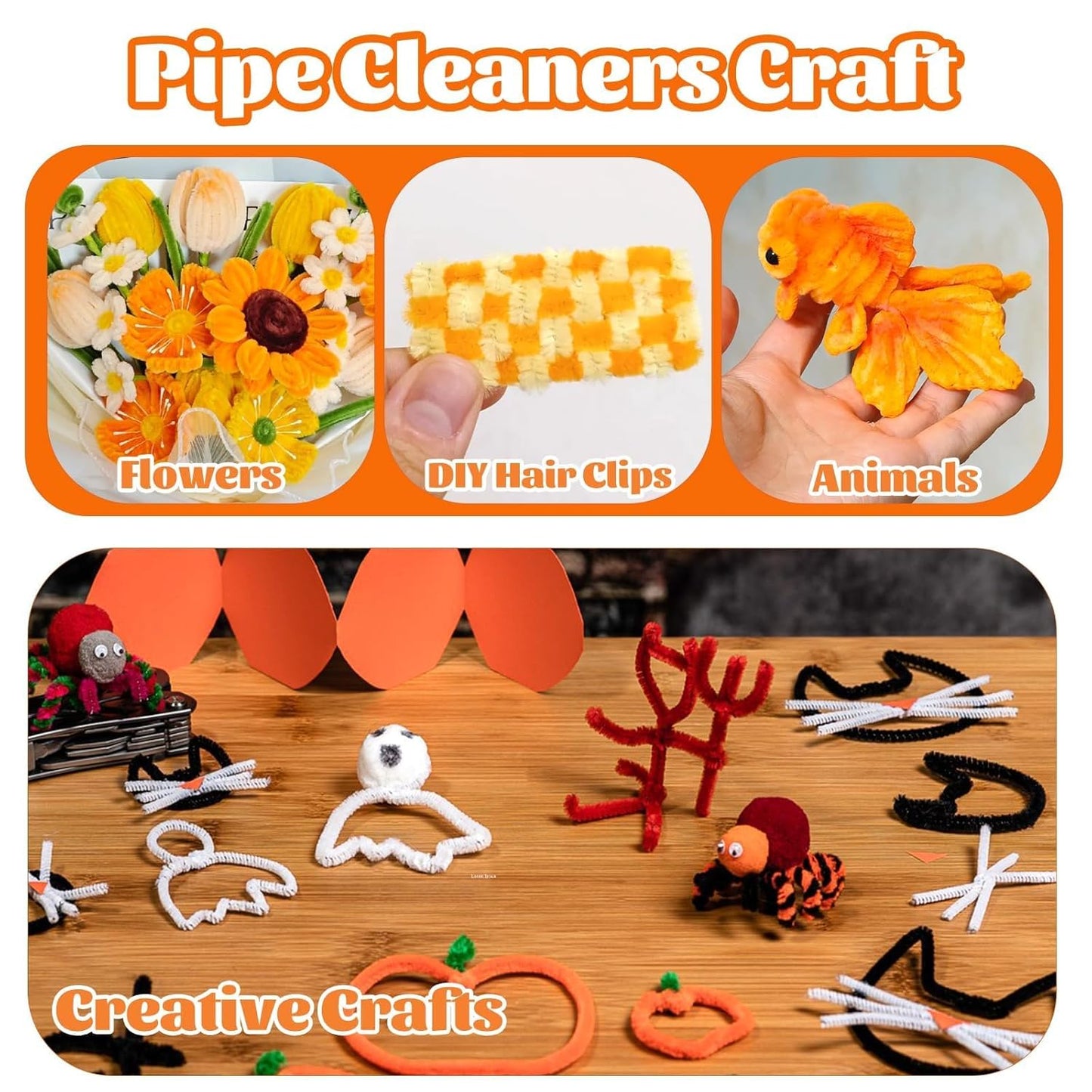 100 Pcs Pipe Cleaners Chenille Stem, Yellow Pipe Cleaners Craft | Pipe Cleaners Bulk, Fuzzy Sticks Craft Supplies for Creative Handmade DIY Art Gifts for Mom Craft Project