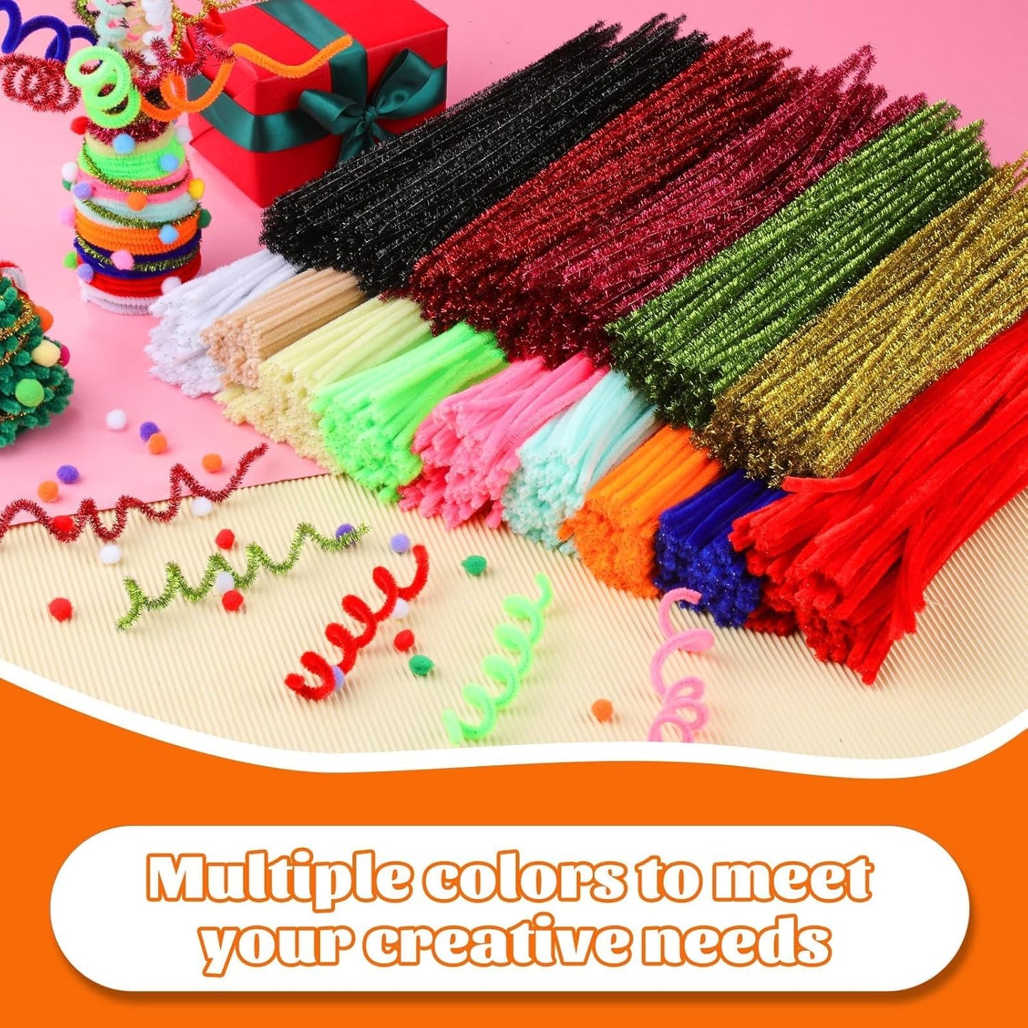 100 Pcs Pipe Cleaners Chenille Stem, Yellow Pipe Cleaners Craft | Pipe Cleaners Bulk, Fuzzy Sticks Craft Supplies for Creative Handmade DIY Art Gifts for Mom Craft Project