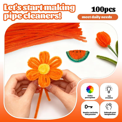 100 Pcs Pipe Cleaners Chenille Stem, Yellow Pipe Cleaners Craft | Pipe Cleaners Bulk, Fuzzy Sticks Craft Supplies for Creative Handmade DIY Art Gifts for Mom Craft Project