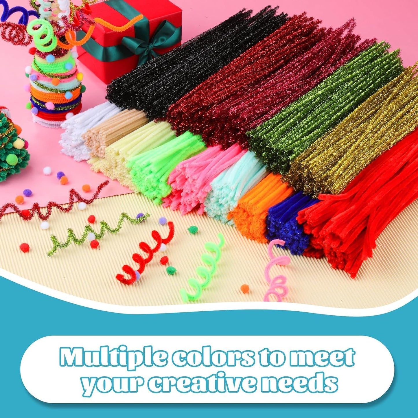 100 Pcs Pipe Cleaners Chenille Stem, Yellow Pipe Cleaners Craft | Pipe Cleaners Bulk, Fuzzy Sticks Craft Supplies for Creative Handmade DIY Art Gifts for Mom Craft Project