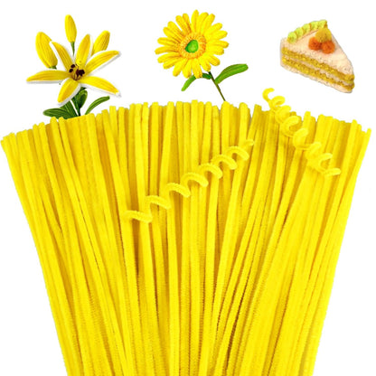 100 Pcs Pipe Cleaners Chenille Stem, Yellow Pipe Cleaners Craft | Pipe Cleaners Bulk, Fuzzy Sticks Craft Supplies for Creative Handmade DIY Art Gifts for Mom Craft Project