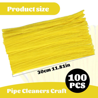 100 Pcs Pipe Cleaners Chenille Stem, Yellow Pipe Cleaners Craft | Pipe Cleaners Bulk, Fuzzy Sticks Craft Supplies for Creative Handmade DIY Art Gifts for Mom Craft Project