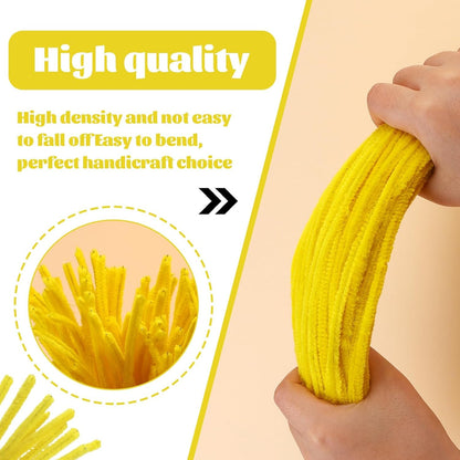 100 Pcs Pipe Cleaners Chenille Stem, Yellow Pipe Cleaners Craft | Pipe Cleaners Bulk, Fuzzy Sticks Craft Supplies for Creative Handmade DIY Art Gifts for Mom Craft Project