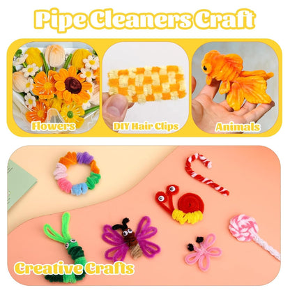 100 Pcs Pipe Cleaners Chenille Stem, Yellow Pipe Cleaners Craft | Pipe Cleaners Bulk, Fuzzy Sticks Craft Supplies for Creative Handmade DIY Art Gifts for Mom Craft Project