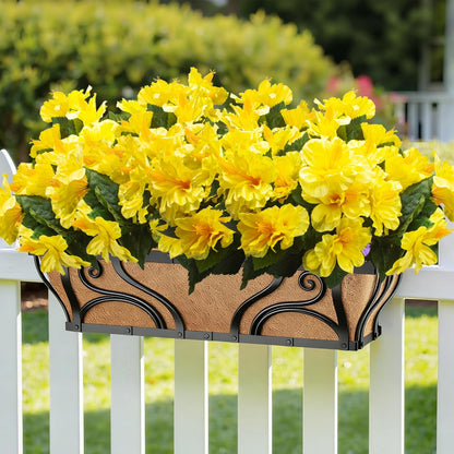 Artificial Hibiscus Flowers 5 Bundles, UV Resistant Fake Tropical Flowers Realistic Silk Blooms for Outdoor Planter Garden Patio Porch Window Box Home Decor (Yellow)