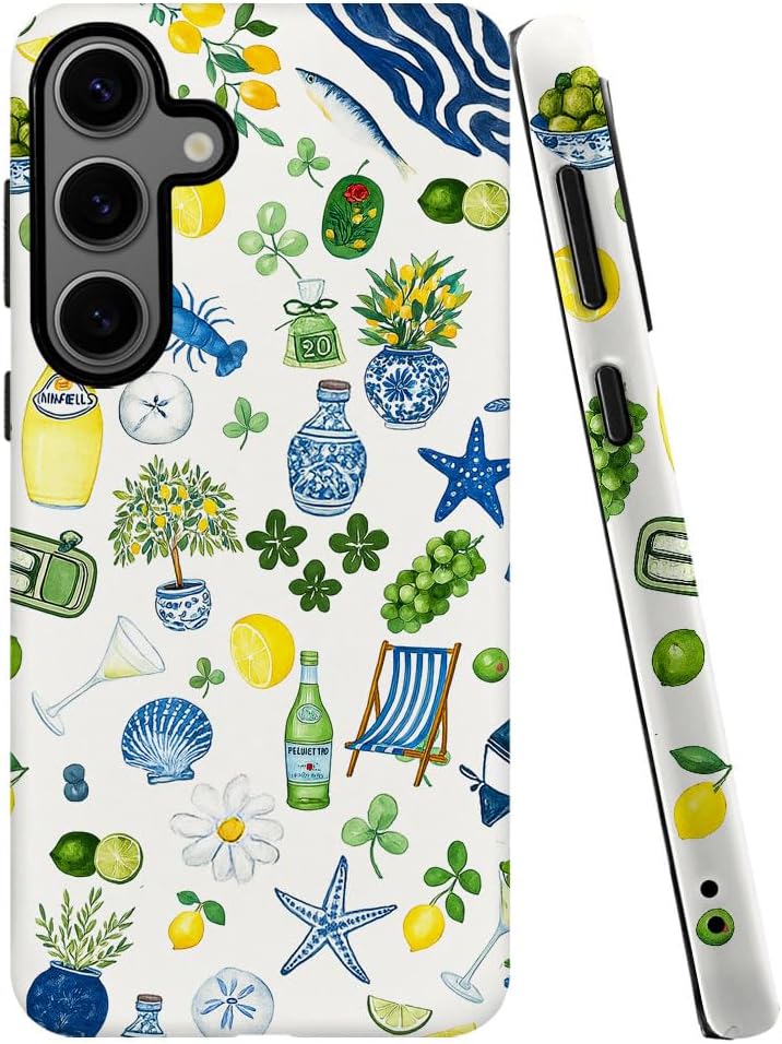 Compatible with Samsung Galaxy S24 Plus,Frosted PC Anti-Scratch Shockproof Case - Cute Aesthetic Lemon Pattern