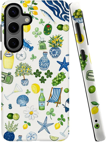 Compatible with Samsung Galaxy S24 Plus,Frosted PC Anti-Scratch Shockproof Case - Cute Aesthetic Lemon Pattern