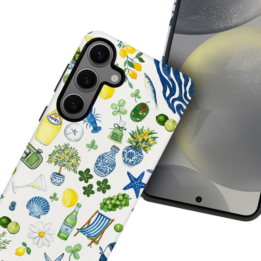 Compatible with Samsung Galaxy S24 Plus,Frosted PC Anti-Scratch Shockproof Case - Cute Aesthetic Lemon Pattern