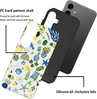 Compatible with Samsung Galaxy S24 Plus,Frosted PC Anti-Scratch Shockproof Case - Cute Aesthetic Lemon Pattern