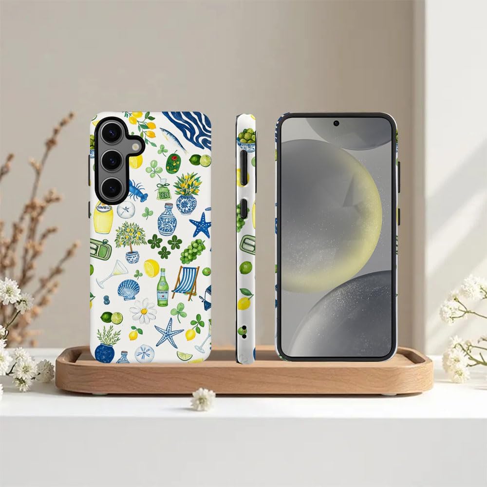Compatible with Samsung Galaxy S24 Plus,Frosted PC Anti-Scratch Shockproof Case - Cute Aesthetic Lemon Pattern