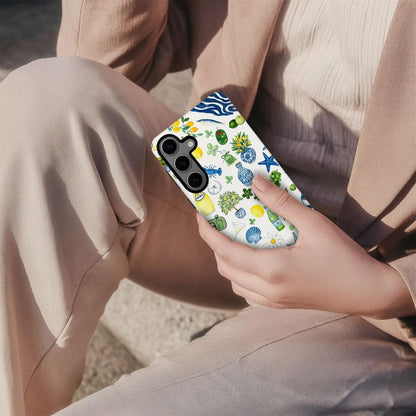Compatible with Samsung Galaxy S24 Plus,Frosted PC Anti-Scratch Shockproof Case - Cute Aesthetic Lemon Pattern