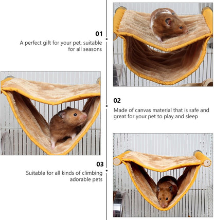 Hamster Hanging Hammock Bed Warm Pet Nest Detachable Yellow Small Size Suitable for Small Animals Cage Use