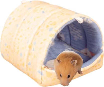 Hamster Bed, Sugar Glider Hideout Washable Small Animal House Cage Accessories for Golden Syrian Rats (Yellow,Small)