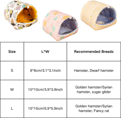 Hamster Bed, Sugar Glider Hideout Washable Small Animal House Cage Accessories for Golden Syrian Rats (Yellow,Small)