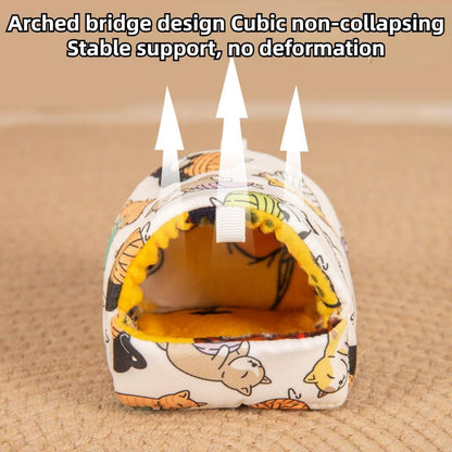 Hamster Bed, Sugar Glider Hideout Washable Small Animal House Cage Accessories for Golden Syrian Rats (Yellow,Small)