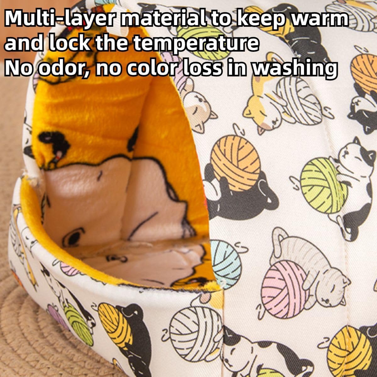 Hamster Bed, Sugar Glider Hideout Washable Small Animal House Cage Accessories for Golden Syrian Rats (Yellow,Small)