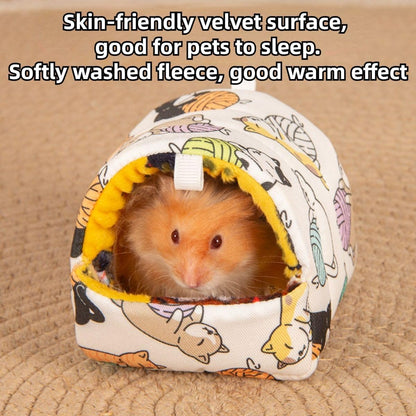Hamster Bed, Sugar Glider Hideout Washable Small Animal House Cage Accessories for Golden Syrian Rats (Yellow,Small)