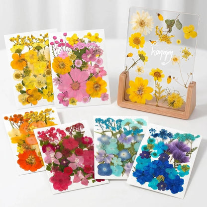 Pressed Dried Flowers Craft Kit, 180Pcs Dried Flowers Leaves, DIY Floral with 6×8in Wooden Acrylic Frame, 20 Bookmarks for Resin Art, Candle Soap Making, Nail Art, Face Decor, Home Decoration