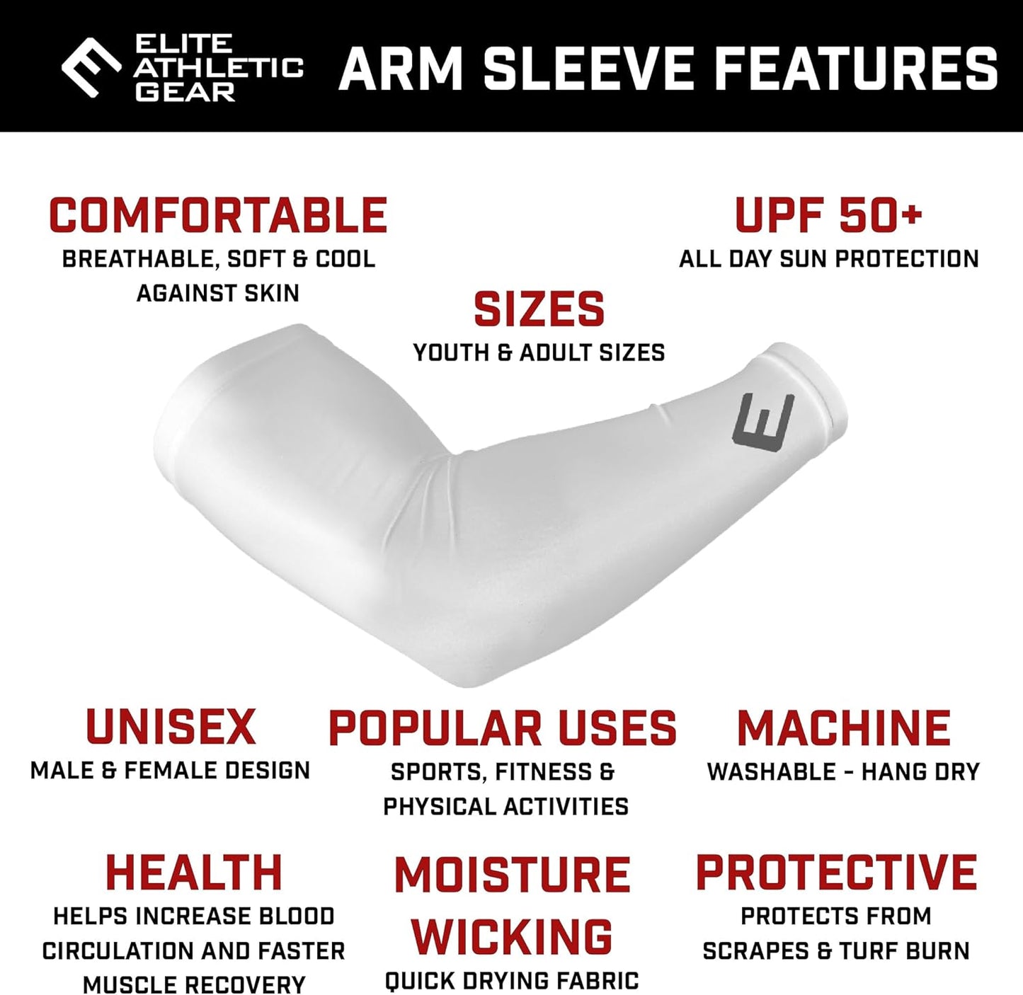 Faith Compression Arm Sleeve – Cross & Bible Verse – Youth & Adult – Sports & Fitness – Sold Individually