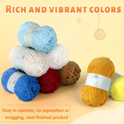 Chunky Chenille Yarn Velvet Soft Super Bulky Size 6 for Crocheting Knitting, Baby Blanket Yarn, 100g 71 Yds per Skein, Easy to Use for Scarves, Amigurumi, Crafts (2, Lemon Yellow)